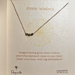 Dogeared Dainty Gold Necklace Three Wishes  GIFT READY NEW